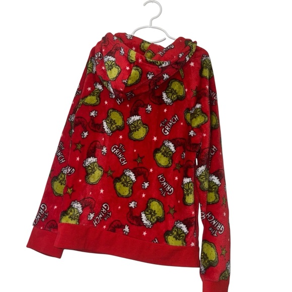 Red Grinch Christmas Hoodie fits more like a 12 tagged 14 soft fuzzy - Picture 2 of 3